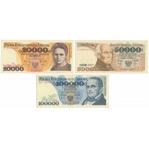 Zestaw 20.000, 50.000 i 100.000 zł 1989-1990 (3szt)