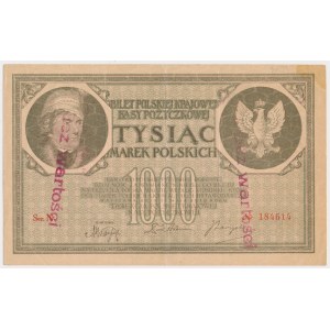 1 000 mkp 1919 - razítko Bez hodnoty