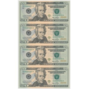 USA, 20 dolarů 2006 - nerozřezané 4 kusy