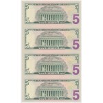 USA, 5 Dollars 2009 - Uncut Strip of 4