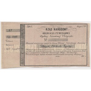 Styczniowe povstání, Provizorní dluhopis 1.000 zlotých 1863 - REVERTOVANÝ dotisk