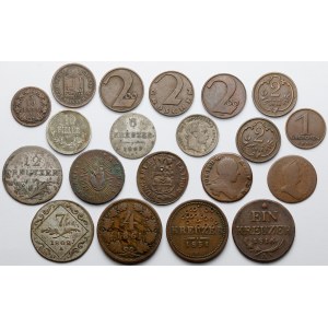 Rakousko, Německo a Maďarsko, sada mincí MIX (20 kusů)
