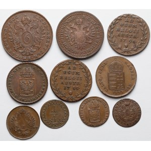 Austria i Węgry, miedziane monety XVIII-XIX wiek (10szt)