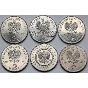 2 złote 1995 zestaw (6szt)