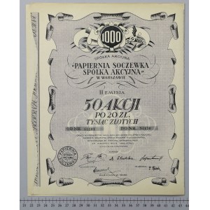 Papiernia SOCZEWKA Sp. Akc. w Warszawie, Em.2, 50x 20 zł 1928