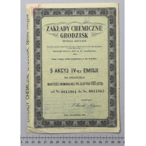 Zakłady Chemiczne Grodzisk, Em.4, 5x 100 zł 1923 - rzadki