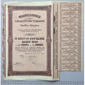 Warszawskie Tow. Terenowe, Em.1, 10x 500 mkp 1921 - rzadka