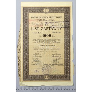 Łódź, TKM, List zastawny 1.000 zł 1933