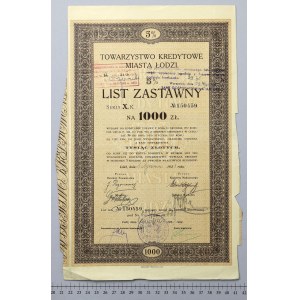 Lodž, TKM, zástavní list 1 000 PLN 1933