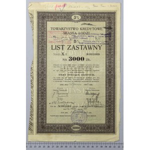 Lodž, TKM, záložný list 3 000 PLN 1933