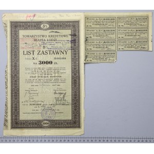 Lodž, TKM, zástavní list 3 000 PLN 1933