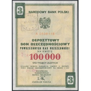 NBP, 3letý vkladový spořicí dluhopis, 100 000 PLN
