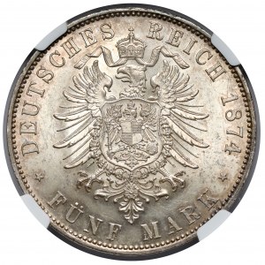 Německo, Bavorsko, 5 marek 1874-D