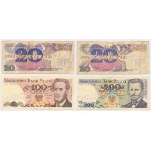 PRL, banknoty ze stemplami Solidarność i ANULOWANO (4szt)