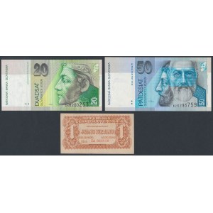 Tschechoslowakei, Kronen 1944 und Slowakei 20 und 50 Kronen 2002-04 (3pc)
