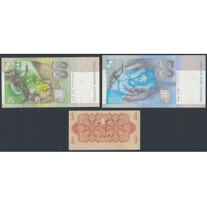 Tschechoslowakei, Kronen 1944 und Slowakei 20 und 50 Kronen 2002-04 (3pc)