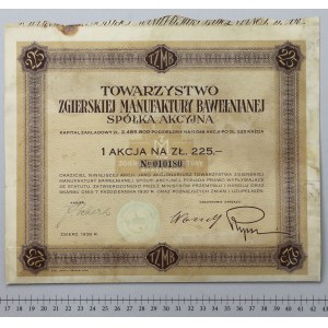 Tow. Zgierskiej Manufaktury Bawełnianej, 225 zł 1938