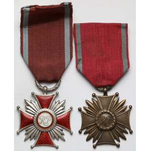 PRL a II RP, Strieborný (mincovňa pred rokom 1952) a Bronzový (Gontarczykov) kríž za zásluhy - sada (2ks)