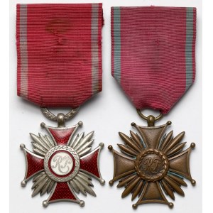 II RP, Silbernes und Bronzenes Verdienstkreuz - Gontarczyk - Set (2tlg.)