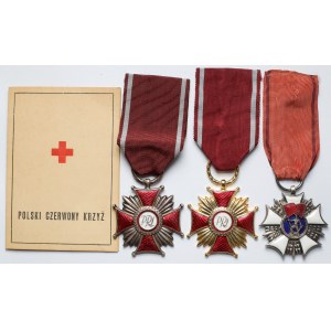 PRL, Order Sztandary Pracy, Krzyże zasługi + legitymacja PCK - zestaw (4szt)