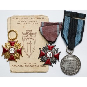 Volksrepublik Polen, Medaille für Verdienste auf dem Gebiet des Ruhmes, Verdienstkreuze + Ausweis - Set (4 Stück)