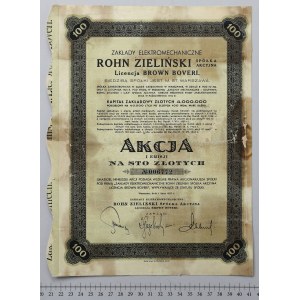 Zakłady Mechaniczne i Odlewnia ROHN, ZIELIŃSKI i Ska, Em.1, 100 zł 1937