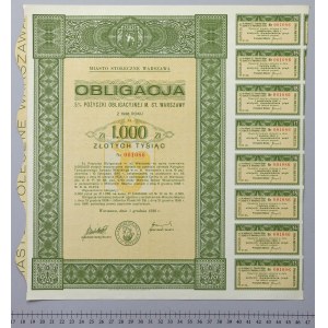 Varšava, dluhopisová půjčka, dluhopis na 1 000 PLN 1938