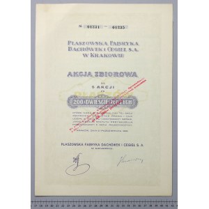 Płaszowska Fabryka Dachówek i Cegieł , 5x 200 zł 1926 - przewalutowana