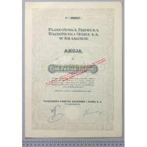 Płaszowska Fabryka Dachówek i Cegieł, 200 zł 1926 - przewalutowana