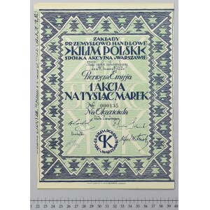KILIM POLSKI Zakłady Przemysł. Handlowe, Em.1, 1.000 mkp 1922