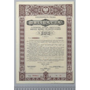 3% Premiowa Poż. Inwestycyjna 1935, Em.II, Obligacja na 100 zł - NISKI nr 000017