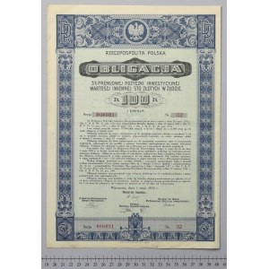 3 % pojistné za požár. Investice 1935, Em.I, dluhopis na 100 PLN - LOW č. 000021
