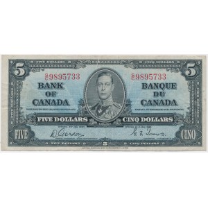 Kanada, 5 dolarů 1937