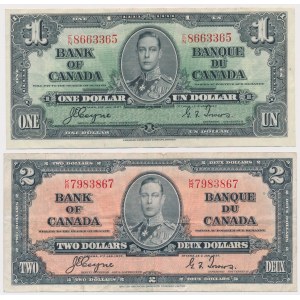 Kanada, 1 und 2 Dollars 1937 (2Stück)