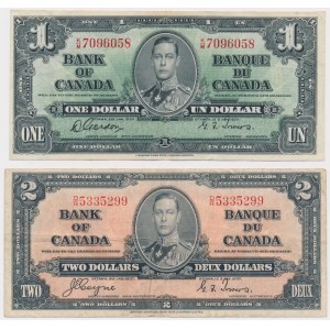 Kanada, 1 a 2 doláre 1937 (2 ks)