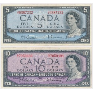 Kanada, 5 und 10 Dollar 1954 (2Stück)