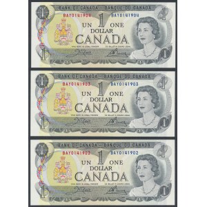 Kanada, 1 dolar 1973 - po sobě jdoucí čísla (3ks)