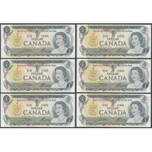 Kanada, 1 Dollar 1973 - fortlaufende Nummern (6Stück)