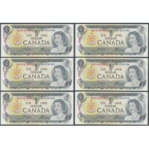 Kanada, 1 dolar 1973 - po sobě jdoucí čísla (6ks)