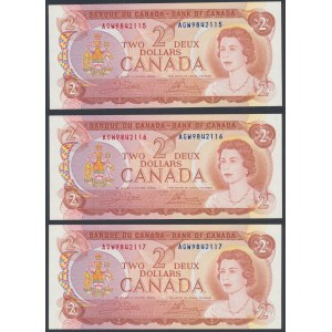 Kanada, 2 dolary 1974 - po sobě jdoucí čísla (3ks)