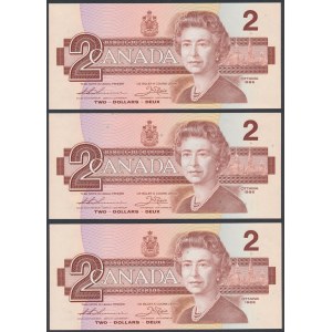Kanada, 2 doláre 1986 - po sebe idúce emisie (3ks)