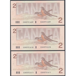 Kanada, 2 doláre 1986 - po sebe idúce emisie (3ks)