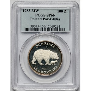 Stříbro 100 zlatý vzorek 1983 Medvědi