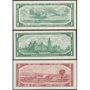 Canada, 2x 1 Dollar & 2 Dollars 1954-1967 (3pcs)