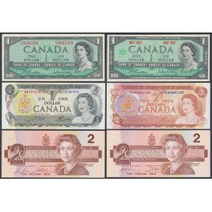 Kanada, 1 & 2 Dollars 1954-1986 (6pcs)