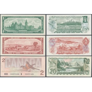 Kanada, 1, 2 und 20 Dollar 1954-1986 (6Stk)