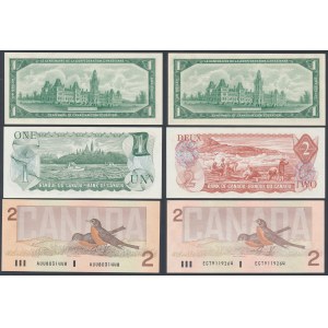Kanada, 1 und 2 Dollars 1967-1986 (6Stk)