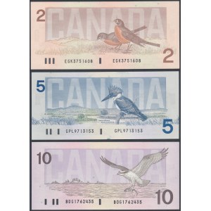 Kanada, 2, 5 und 10 Dollar 1986-1989 (3Stück)