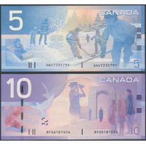 Kanada, 5 dolarů 2002 a 10 dolarů 2005 (2ks)
