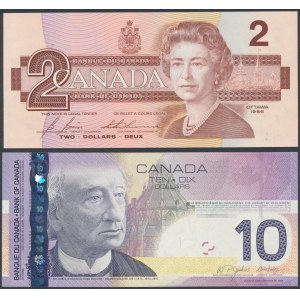 Kanada, 2 Dollars 1986 und 10 Dollars 2005 (2 Stück)